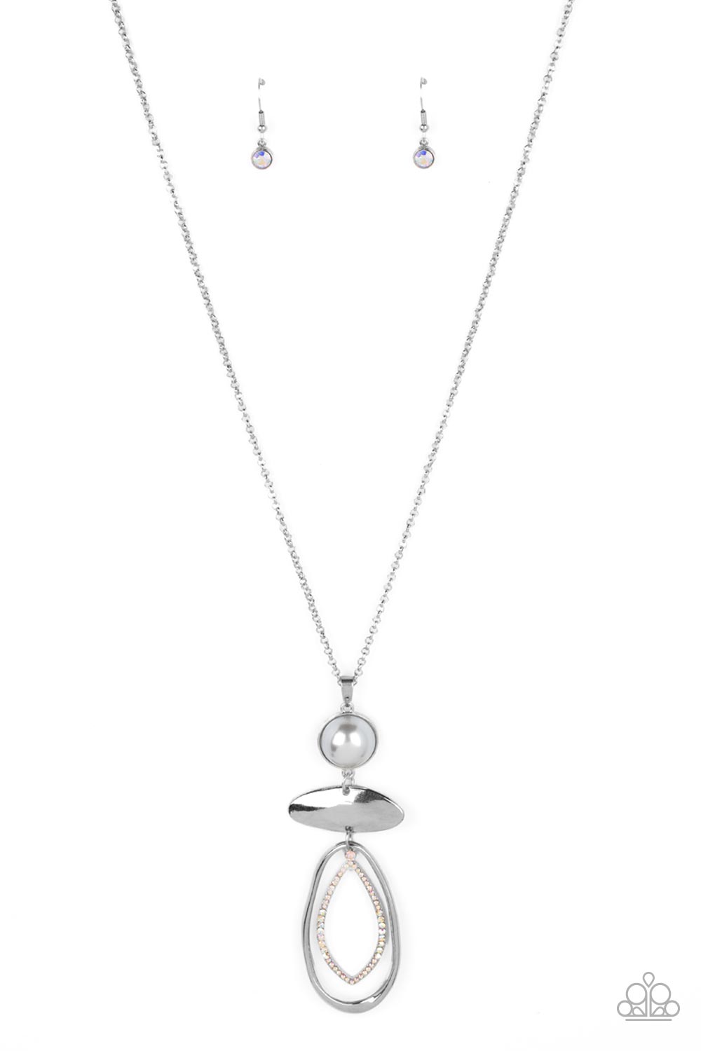 Modern Day Demure - Silver (Iridescent Rhinestone) Necklace