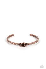 Load image into Gallery viewer, Free-Spirited Shimmer - Copper (Opal Rhinestone/Feather) Bracelet
