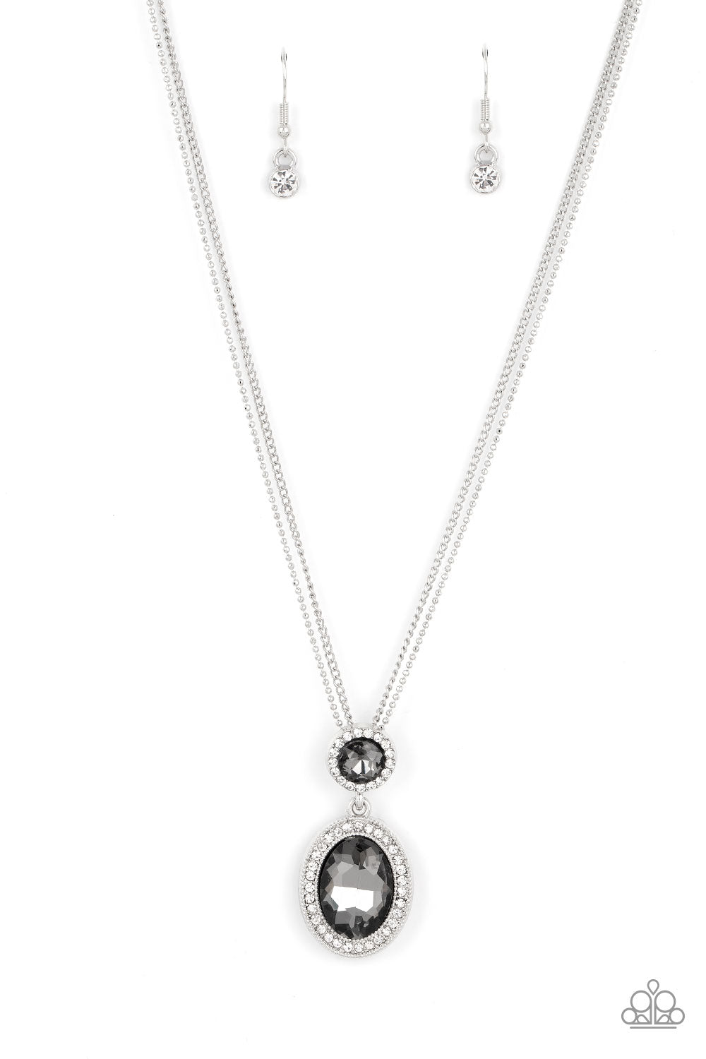 Castle Diamonds - Silver (Smokey Rhinestone) Necklace