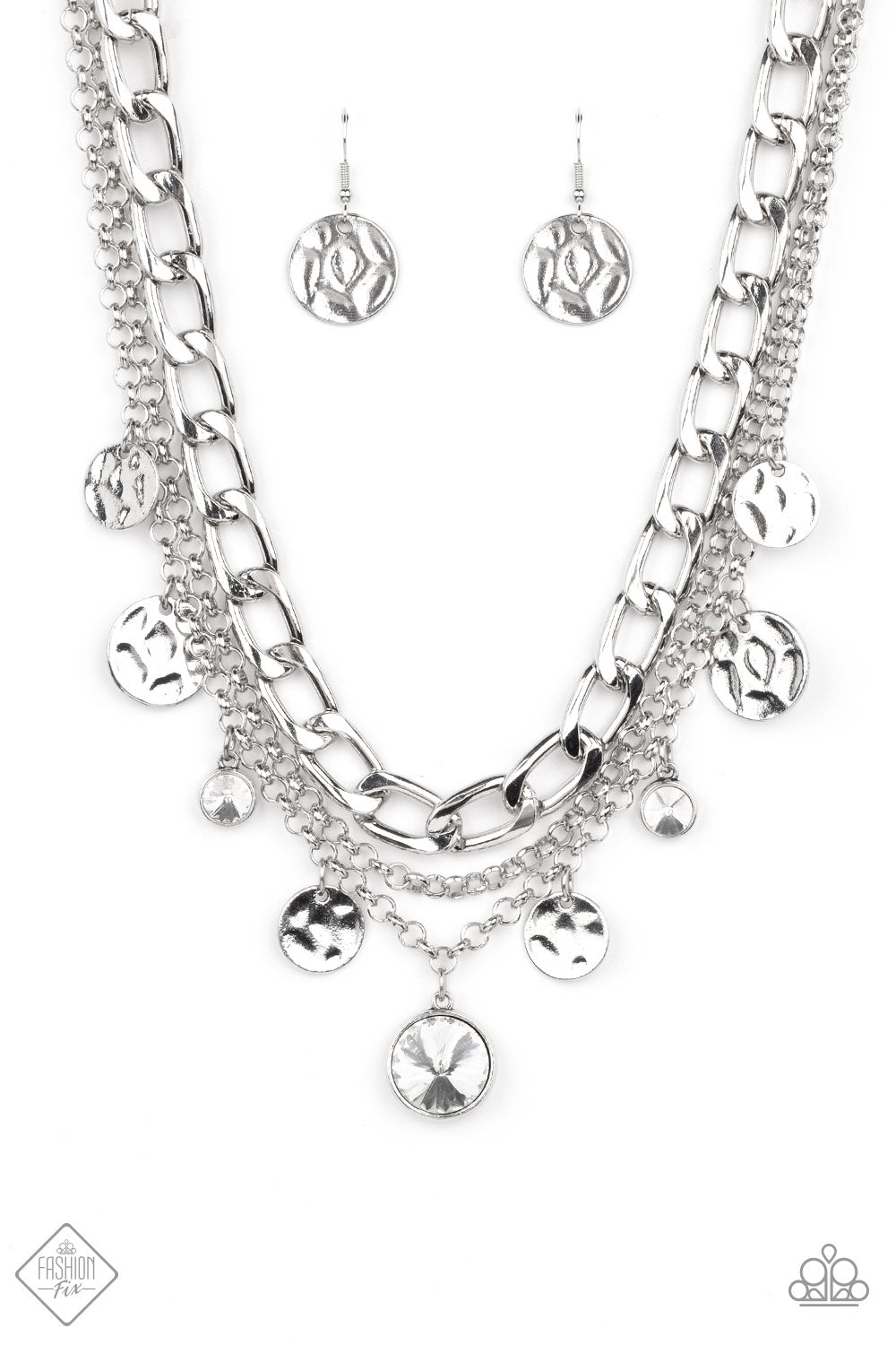 Industrial Noise - White (Rhinestone) Necklace (MM-0922)