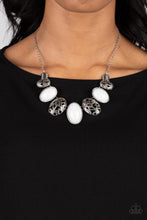 Load image into Gallery viewer, Patterned Paisley - White (Oval Paisley-like Filigree)) Necklace
