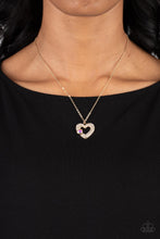 Load image into Gallery viewer, Bedazzled Bliss - Multi (Gold Heart/White Rhinestone) Necklace
