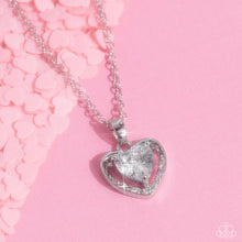 Load image into Gallery viewer, Effulgently Engaged - White (Rhinestone Heart) Necklace
