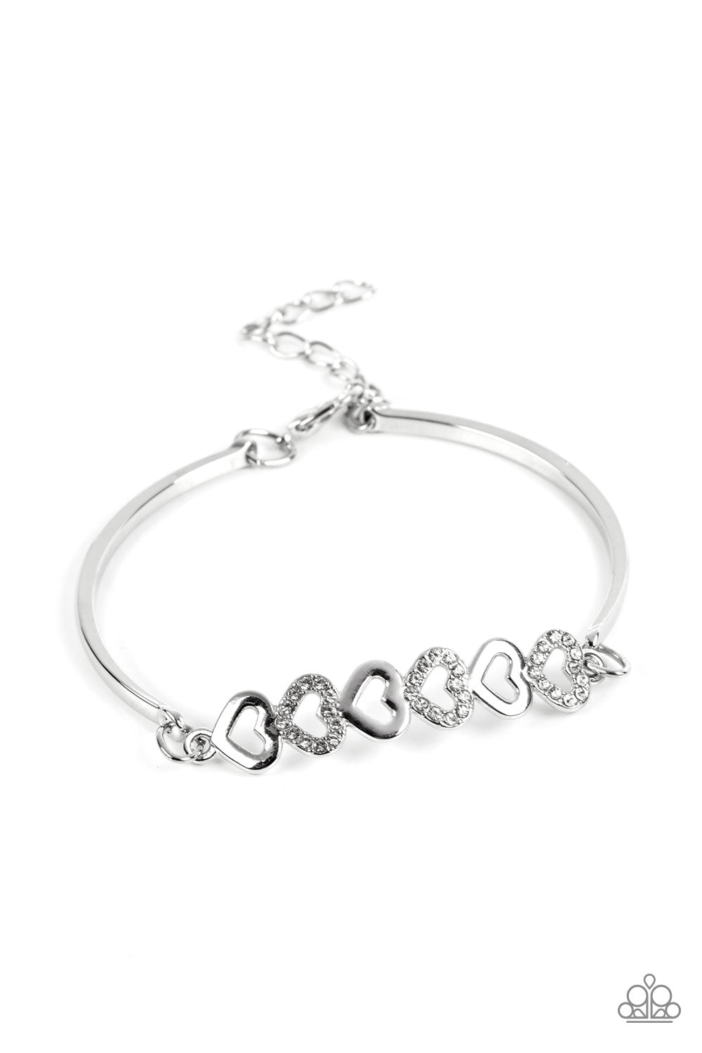 Attentive Admirer - White (Rhinestone Heart) Bracelet