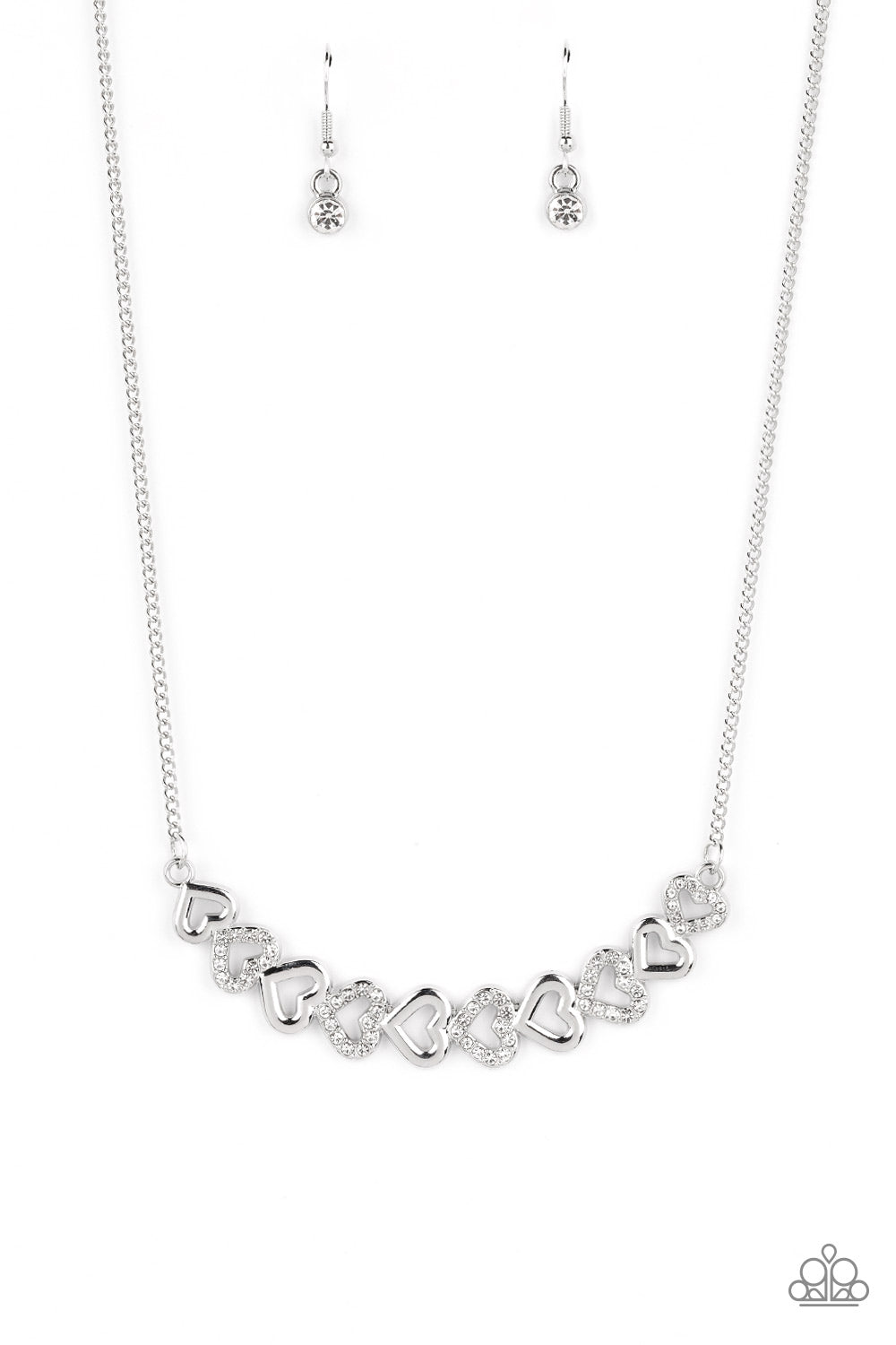 Sparkly Suitor - White (Rhinestone Heart) Necklace