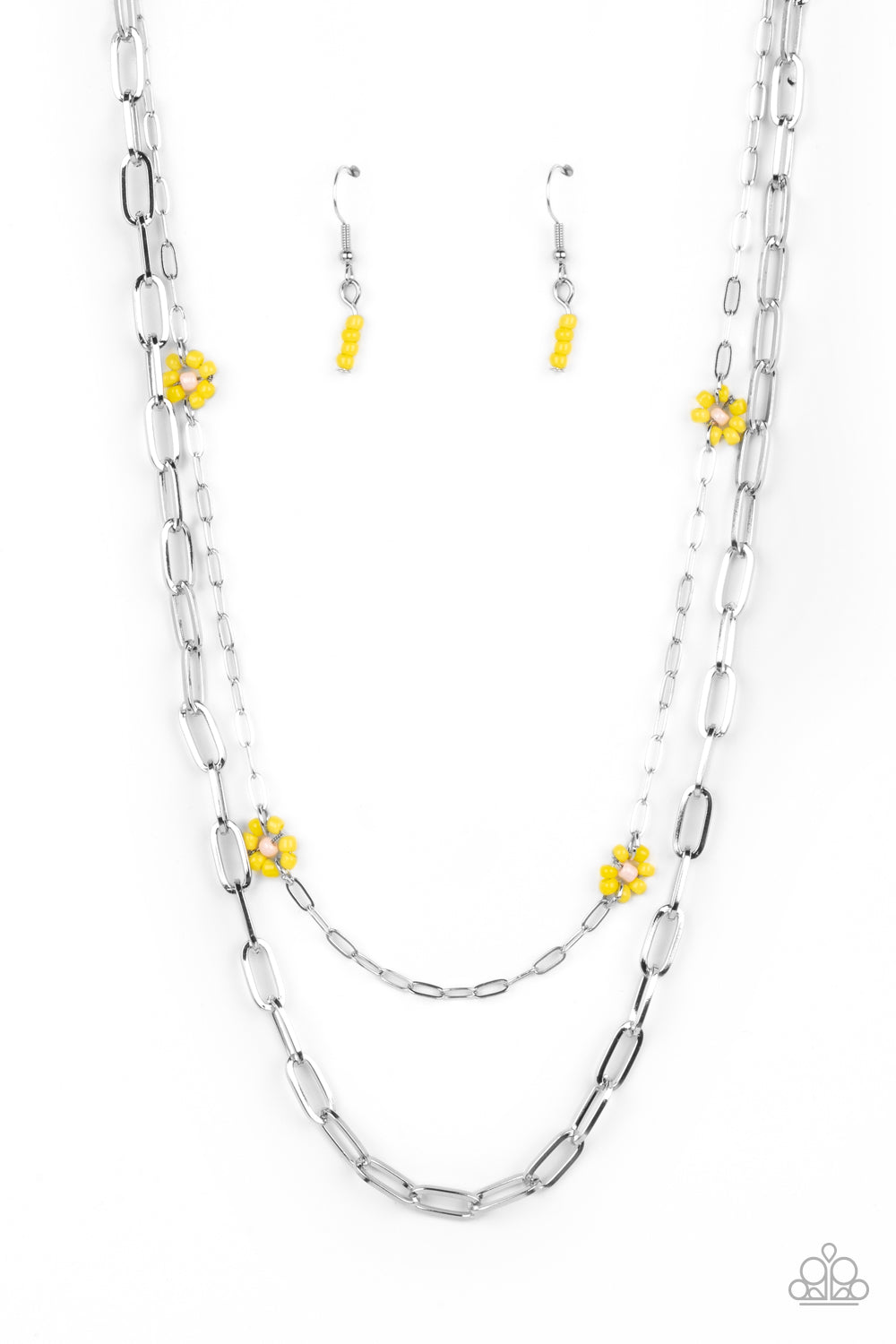 Bold Buds - Yellow (Seed Bead Flowers) Necklace