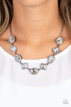 Load image into Gallery viewer, Diamond of the Season - Black (Gunmetal chain with White Rhinestone Gems) Necklace
