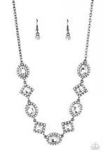 Load image into Gallery viewer, Diamond of the Season - Black (Gunmetal chain with White Rhinestone Gems) Necklace
