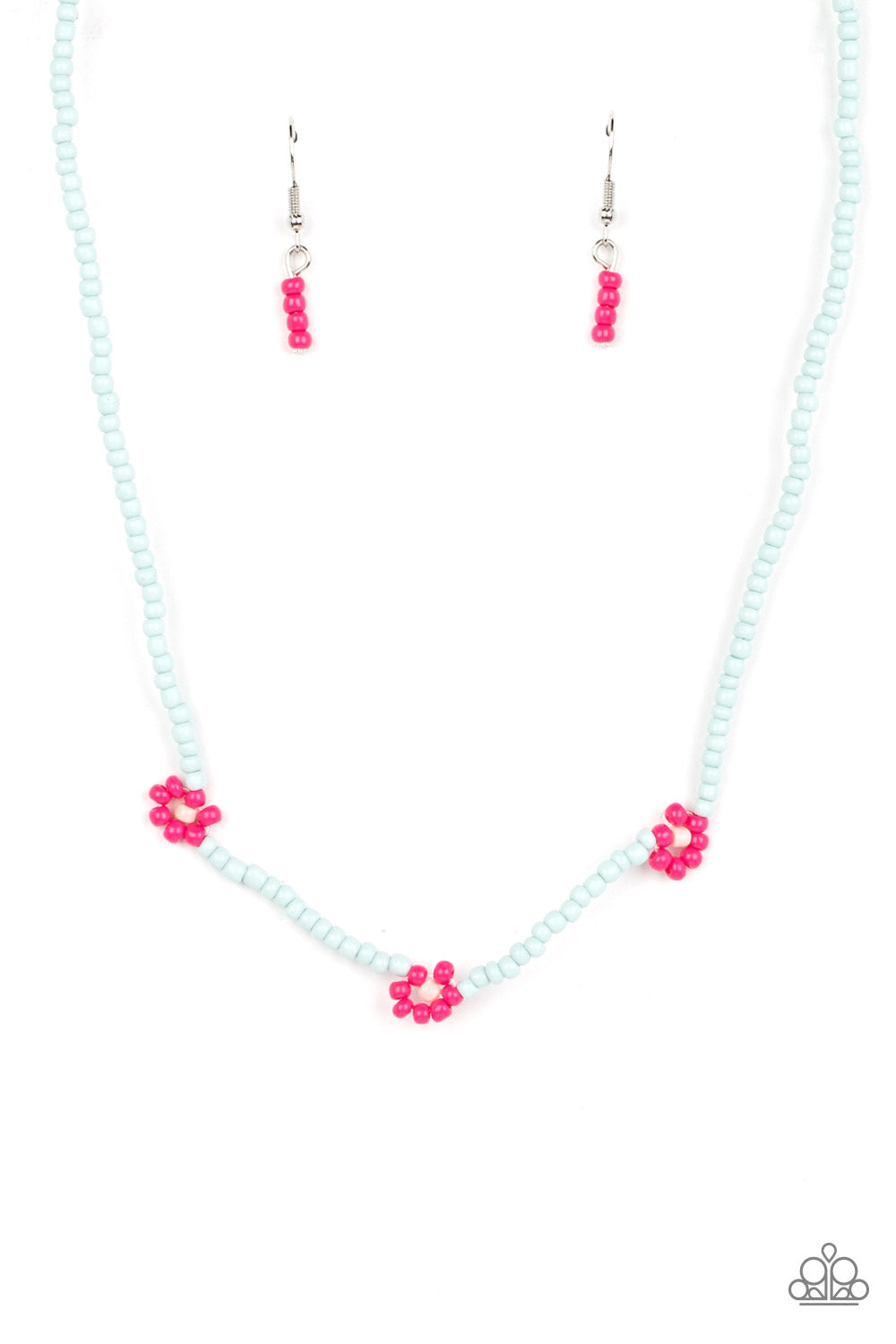 Bewitching Beading - Pink (Blue seed Bead) Necklace