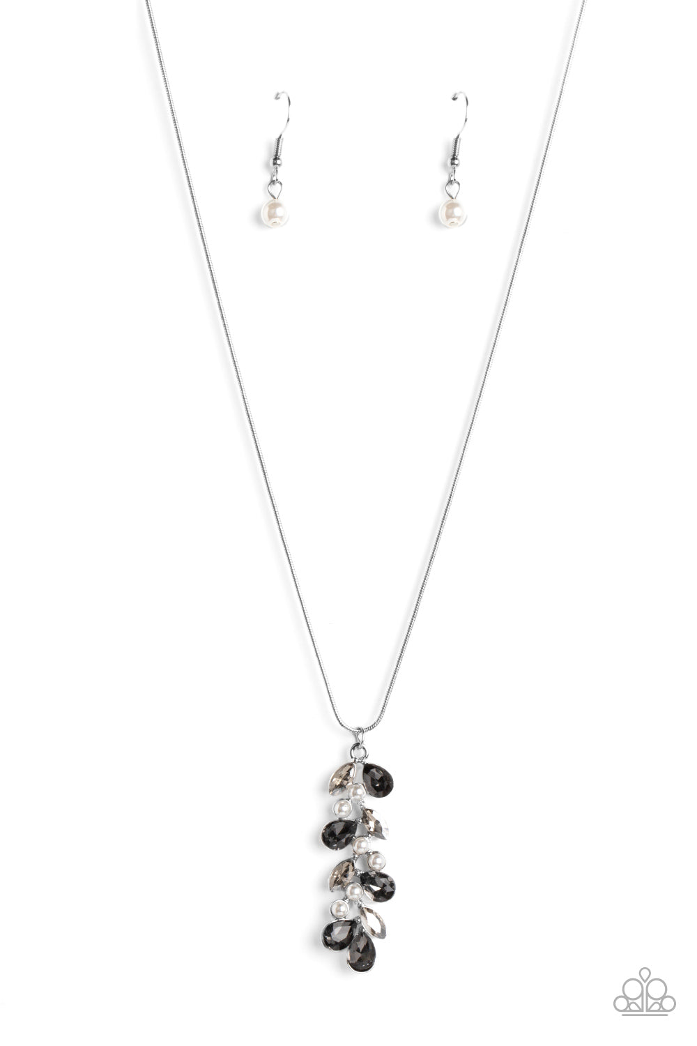 Pearls Before VINE - Silver (Smoky Gem and Black Teardrop) Necklace