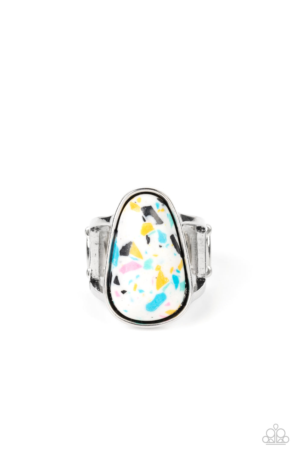 Bodacious Babe - White (Multicolored Speckles) Ring