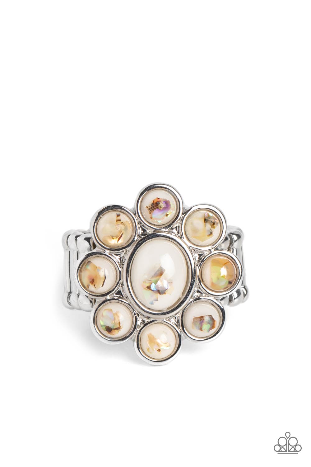 Time to SHELL-ebrate - White (Iridescent Shell) Ring