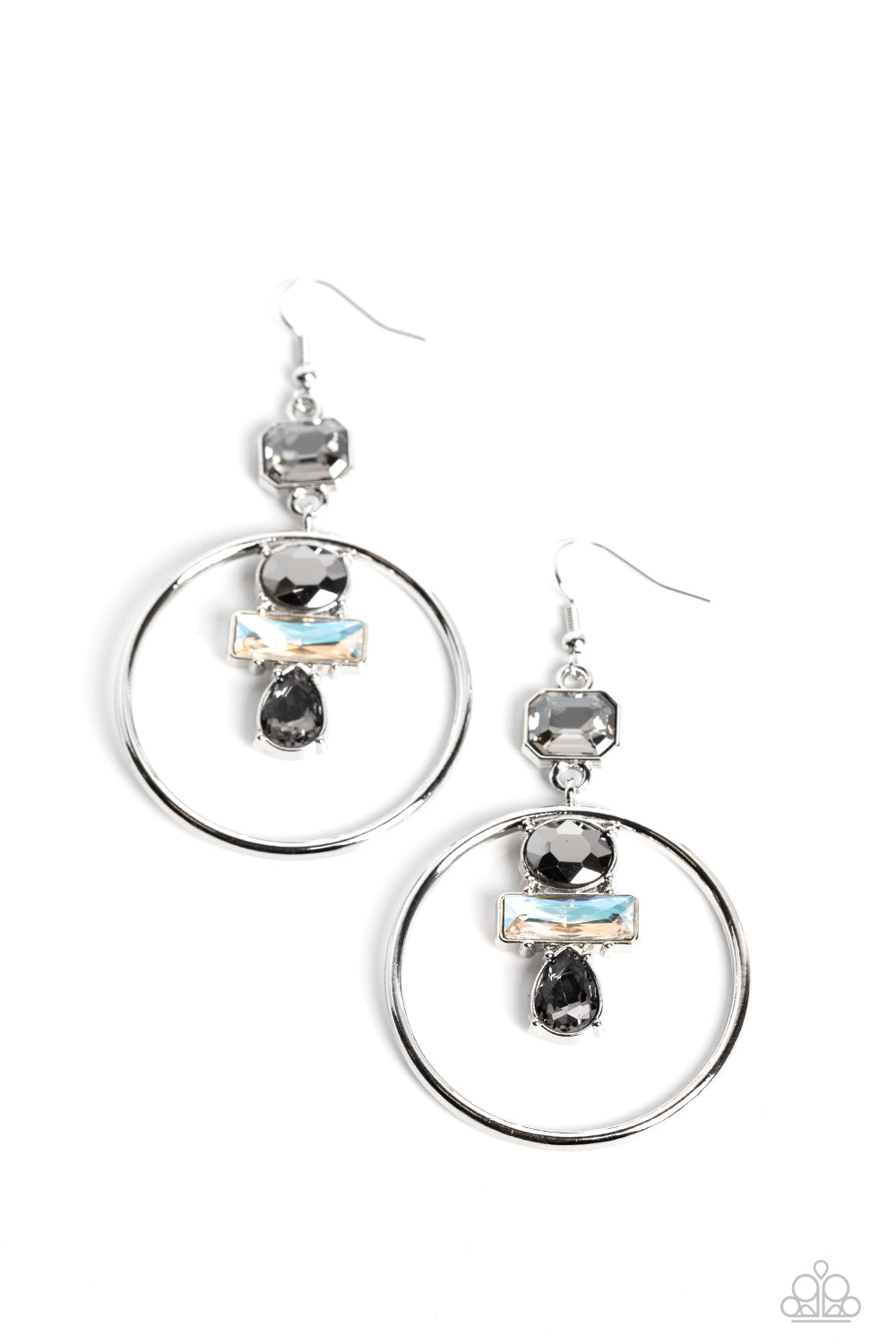 Geometric Glam - Silver (Hematite) Earring