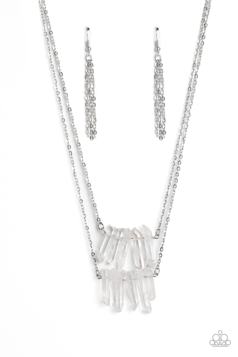 Crystal Catwalk - White (Crystal-Like Stone) Necklace