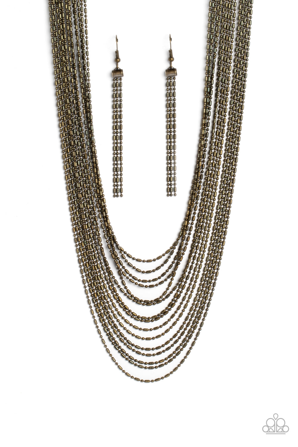 Cascading Chains - Brass (Ball-and-Bar) Necklace