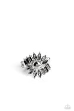 Load image into Gallery viewer, Untamable Universe - Silver (Smoky/Hematite) Rhinestone Petal Ring
