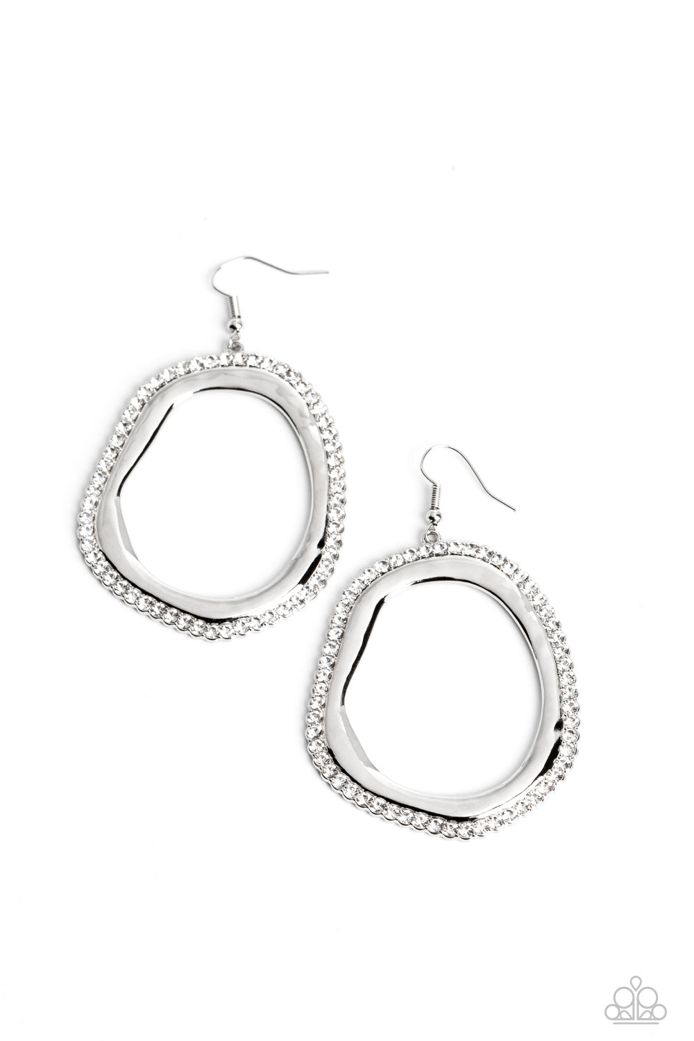 Scintillating Shareholder - White (Row of White Rhinestone) Earring