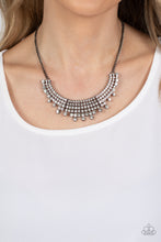 Load image into Gallery viewer, Shimmering Song - Black (Gunmetal/White Rhinestone) Necklace
