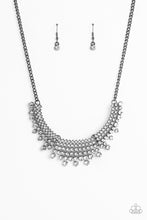 Load image into Gallery viewer, Shimmering Song - Black (Gunmetal/White Rhinestone) Necklace
