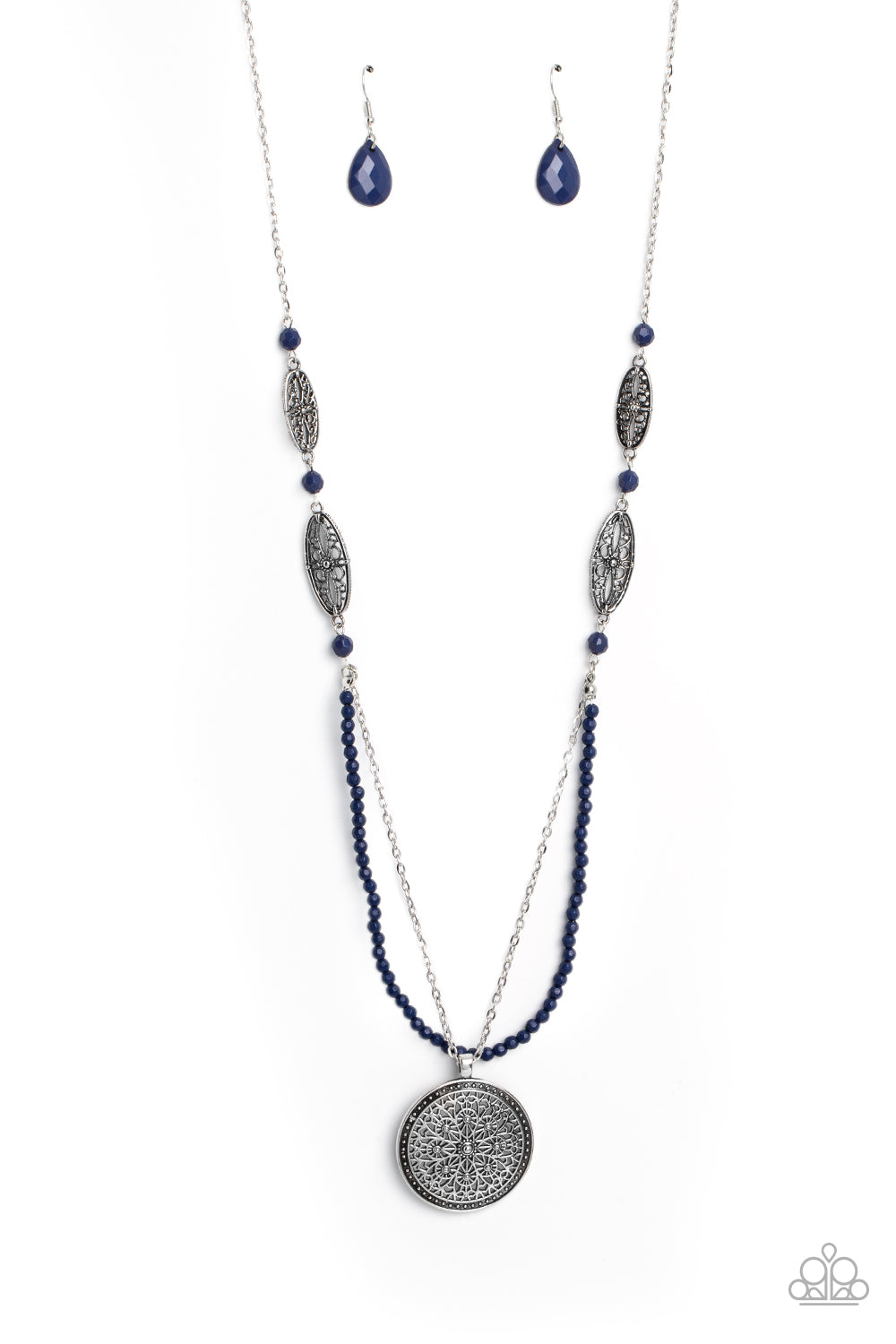 Garden of Grace - Blue (Navy Bead) Necklace