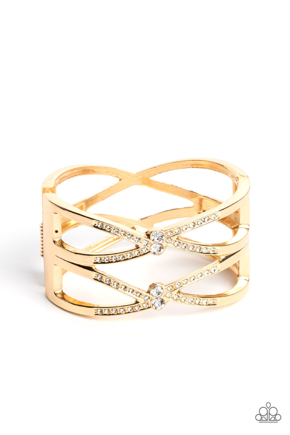 Entrancing Etiquette - Gold (White Rhinestone) Bracelet