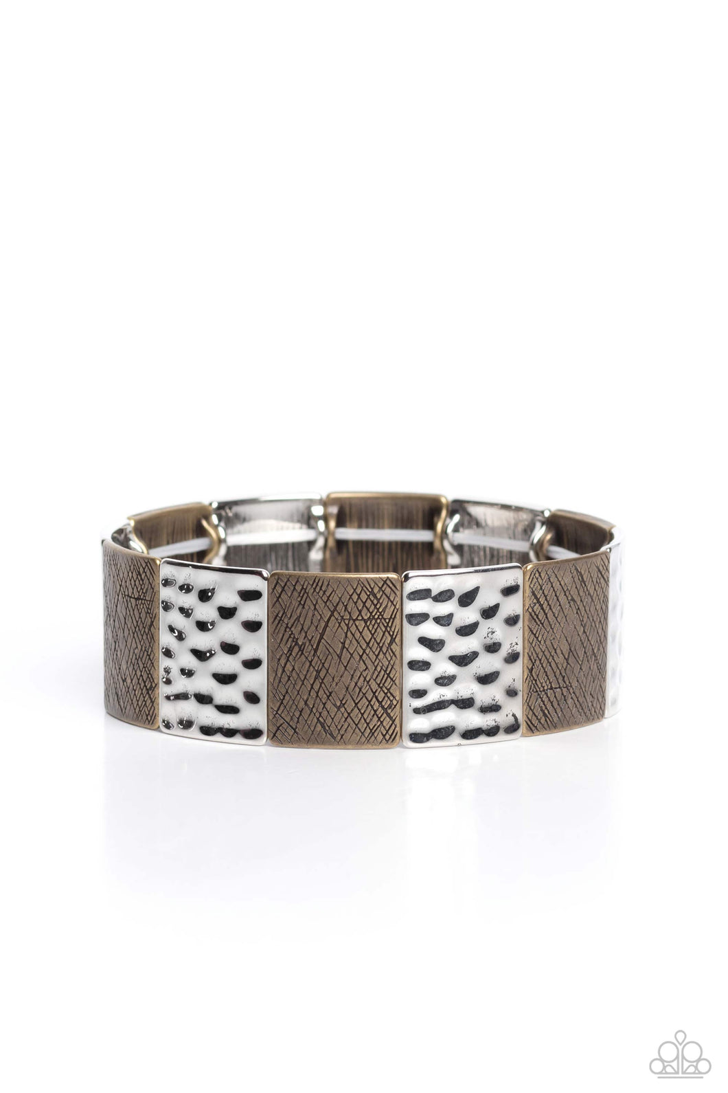 Textured Traveler - Multi (Silver Hammered/Brass Plate) Bracelet