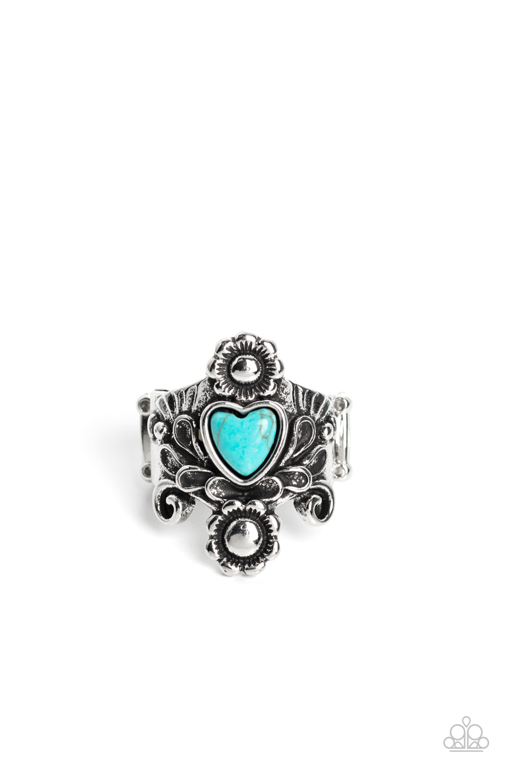 Trailblazing Tribute - Blue (Turquoise/Heart) Ring