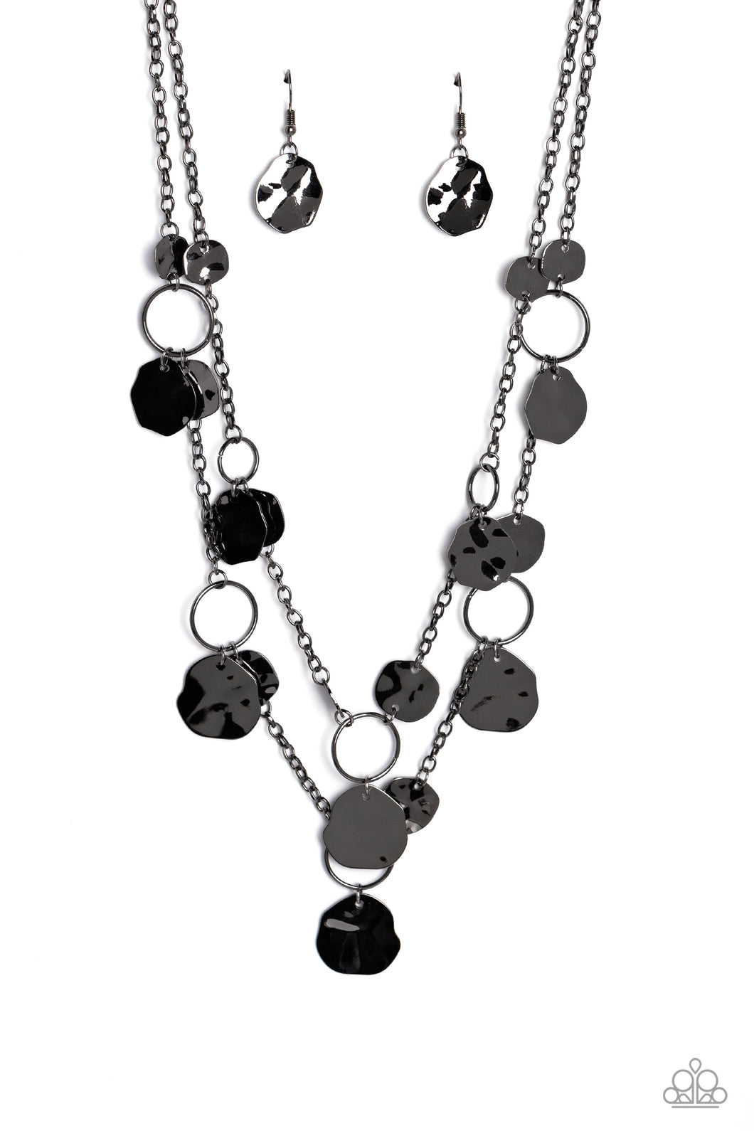 Hammered Horizons - Black (Gunmetal) Necklace