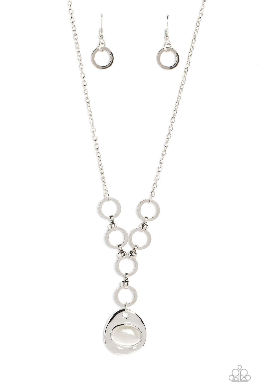 Get OVAL It - White (Cat's Eye) Necklace