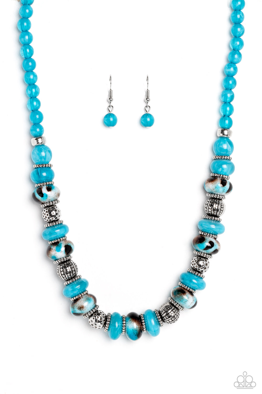 Warped Whimsicality - Blue (Turquoise and Silver Beads) Necklace