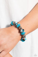 Load image into Gallery viewer, Warped Wayfarer- Blue (Turquoise and Silver Beads) Bracelet
