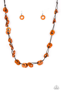 Waikiki Winds Orange Wood Necklace freeshipping - JewLz4u Gemstone Gallery