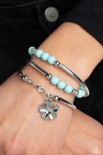 Load image into Gallery viewer, Off the WRAP - Blue (Silver Flower) Bracelet
