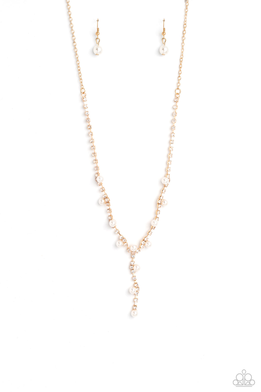 Upper Class - Gold (White Rhinestone) Necklace