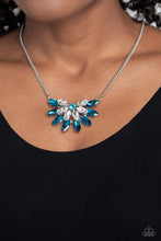 Load image into Gallery viewer, Frosted Florescence - Blue and WhitenRhinestone Necklace
