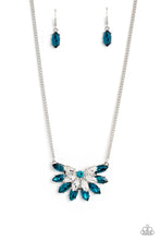 Load image into Gallery viewer, Frosted Florescence - Blue and WhitenRhinestone Necklace
