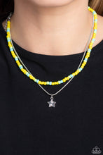 Load image into Gallery viewer, Starry Serendipity - Yellow (Blue and Green Seed Bead) Star Necklace
