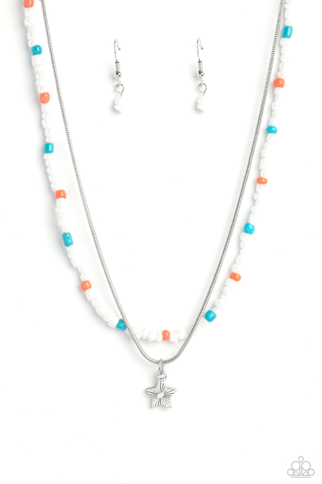 Starry Serendipity - White( Multicolored Seed Bead Star) Necklace