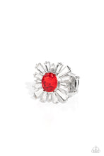 Load image into Gallery viewer, Starburst Season - Red  Gem (White Rhinestone) Ring
