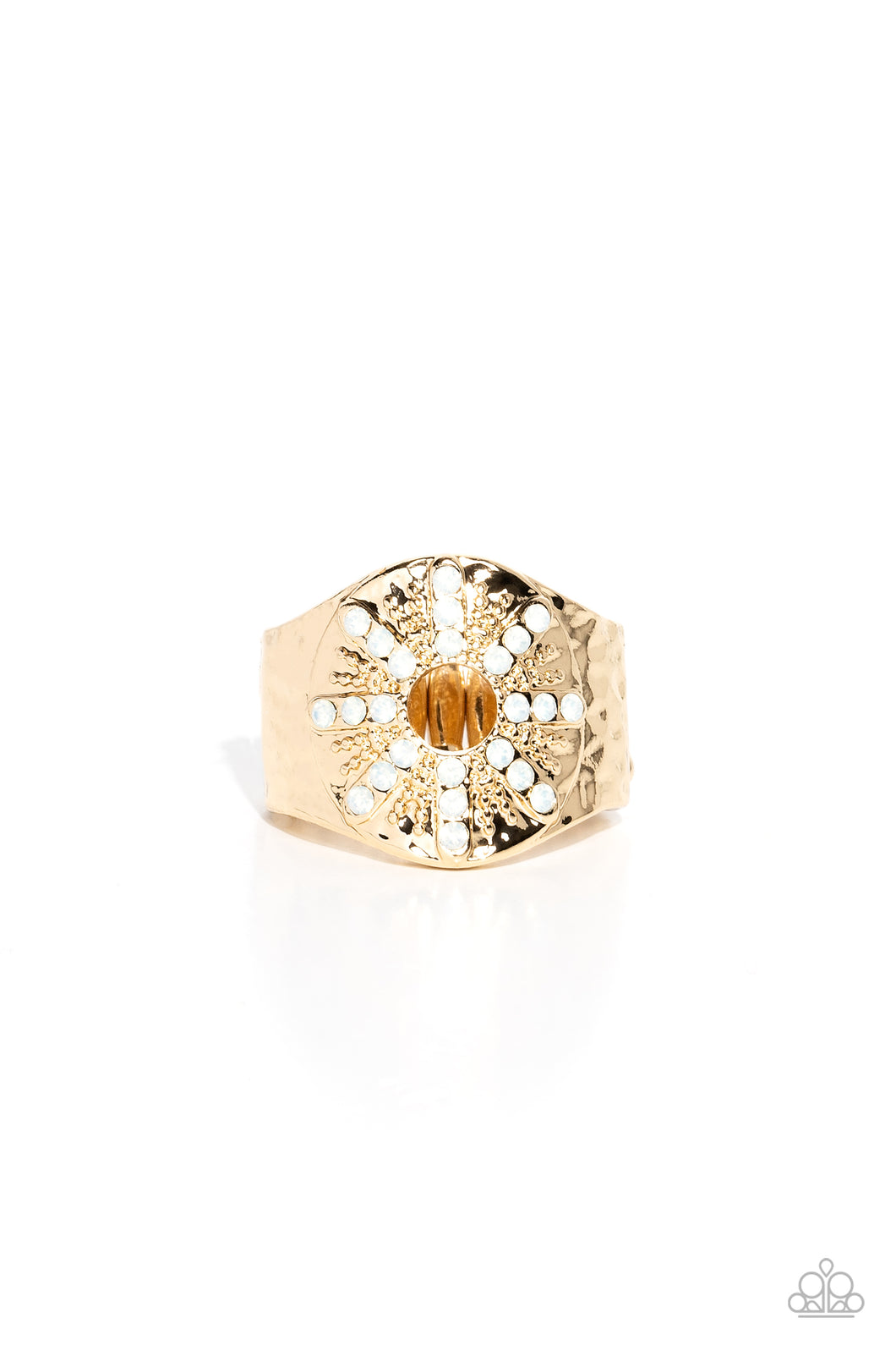 Stylish Sunbeams - Gold (Opalescent Rhinestone) Ring