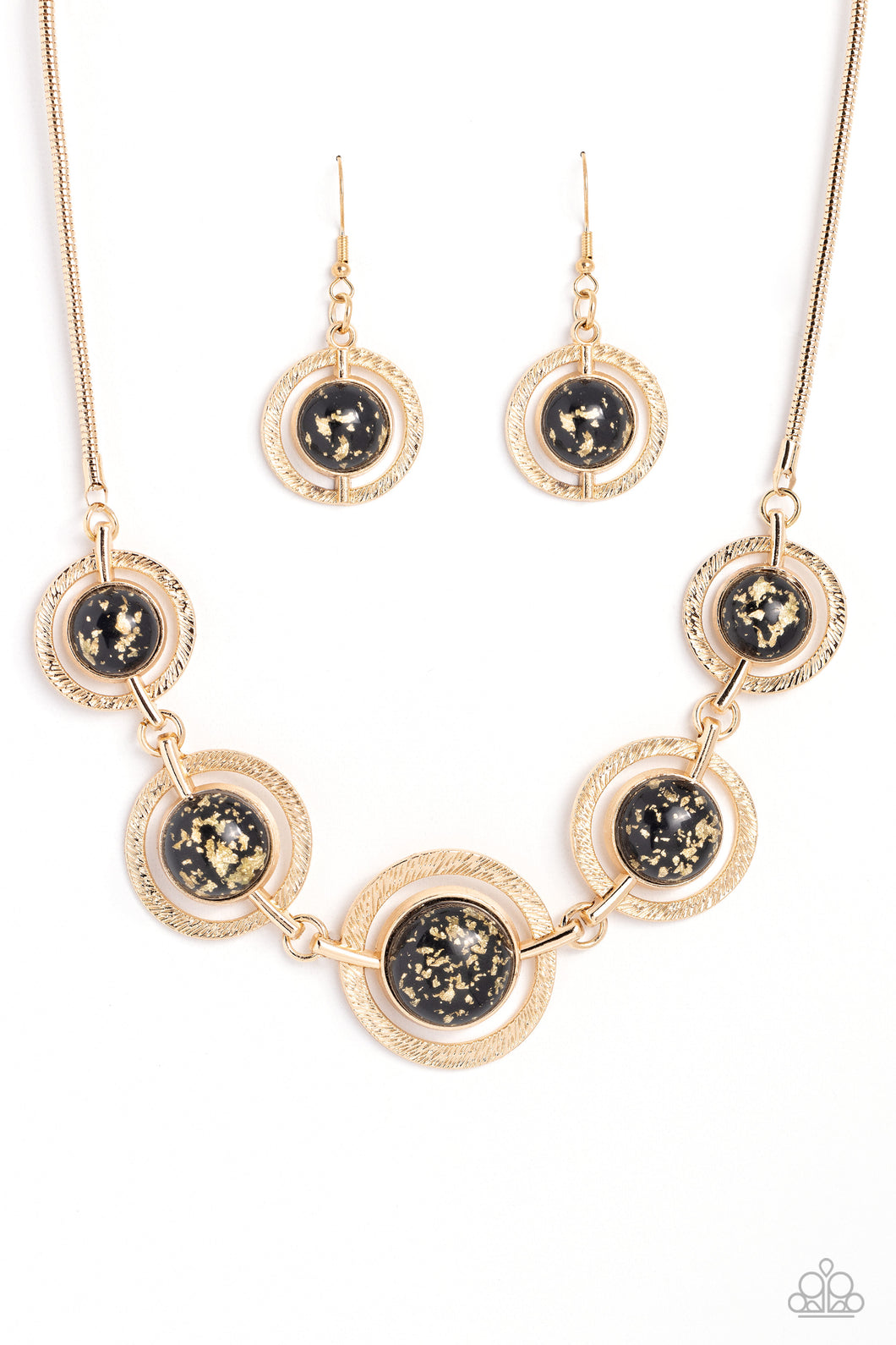 Sophisticated Showcase - Black (Gold Flecks/Chain) Necklace