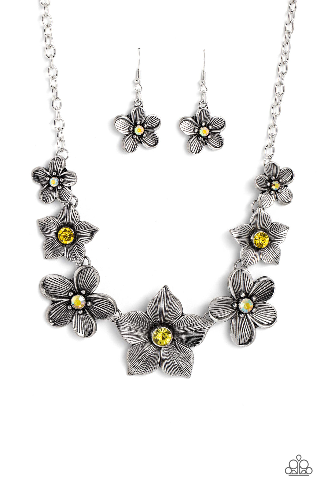 Free FLORAL - Yellow (Iridescent Center) Necklace