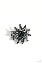 Load image into Gallery viewer, Sunflower Season - Green (Emerald Gem Center) Petals Ring
