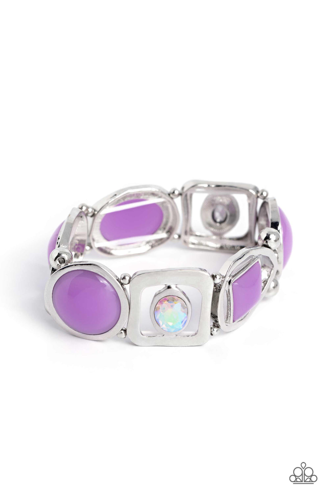 Majestic Mashup - Purple (white glitz and iridescent beads) Bracelet