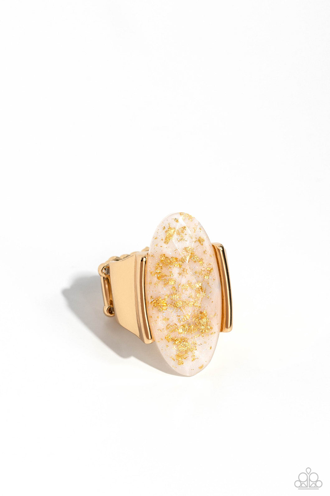 Shimmery Sovereign - White (Gold Fleck) Ring