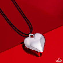 Load image into Gallery viewer, CORDED Love - Black (Silver Heart) Necklace
