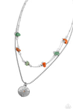 Load image into Gallery viewer, Sense of Direction - Green (Chiseled Jade and Orange Stone) Necklace
