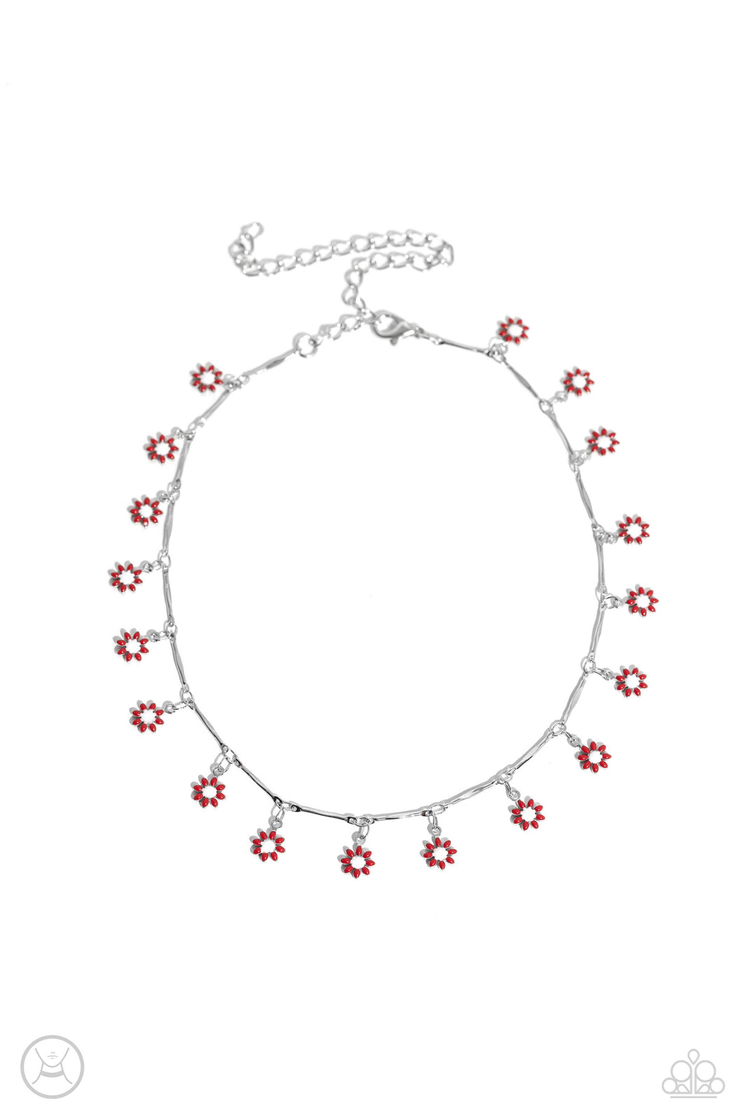 Delicate Display - Red (Choker) Flower Necklace