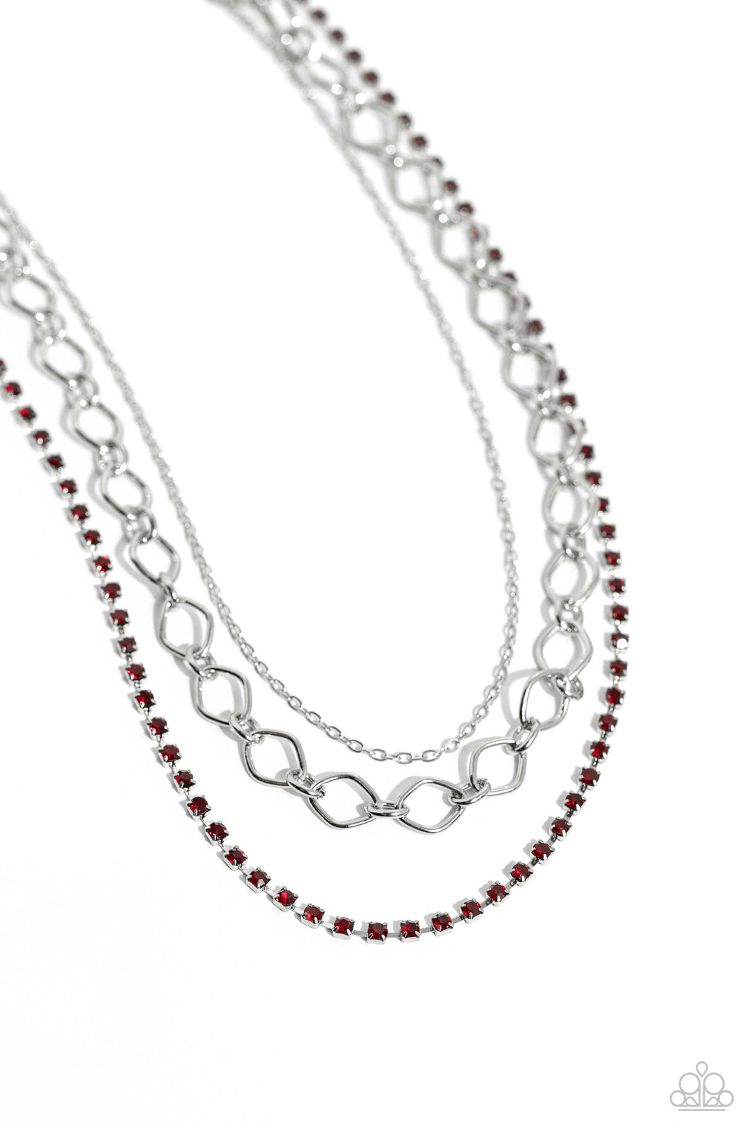 Tasteful Tiers - Red (Rhinestone) Necklace