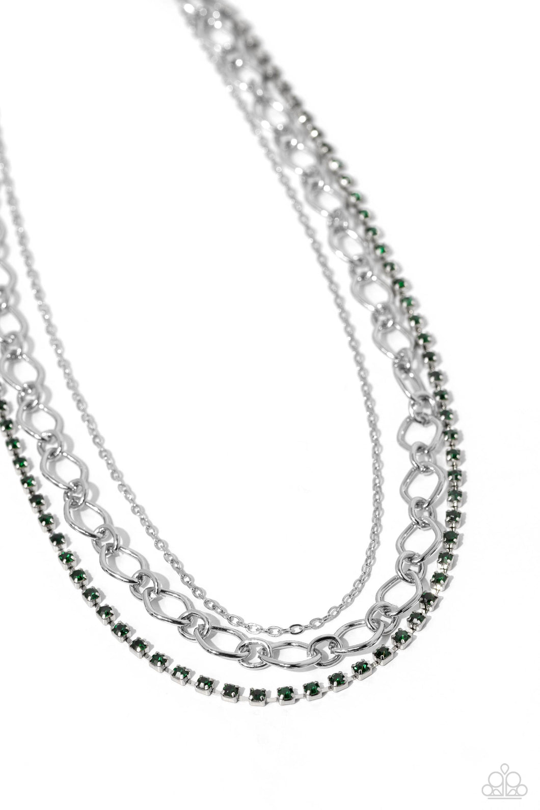 Tasteful Tiers - Green (Emerald Rhinestone) Necklace